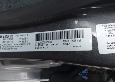 2015 Chrysler 200 C из США, поврежденный, VIN 1C3CCCCG4FN525920
